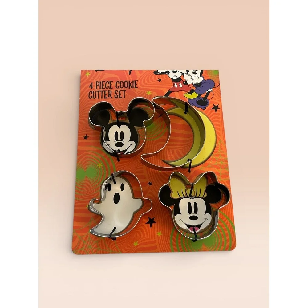 Disney Halloween 4 Piece Cookie Cutter Set Mickey Minnie Mouse Ghost Moon Metal